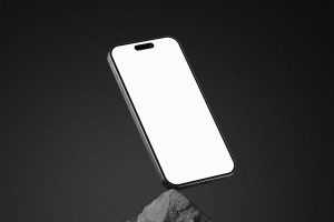 iPhone 15 Pro Mockup on Rock