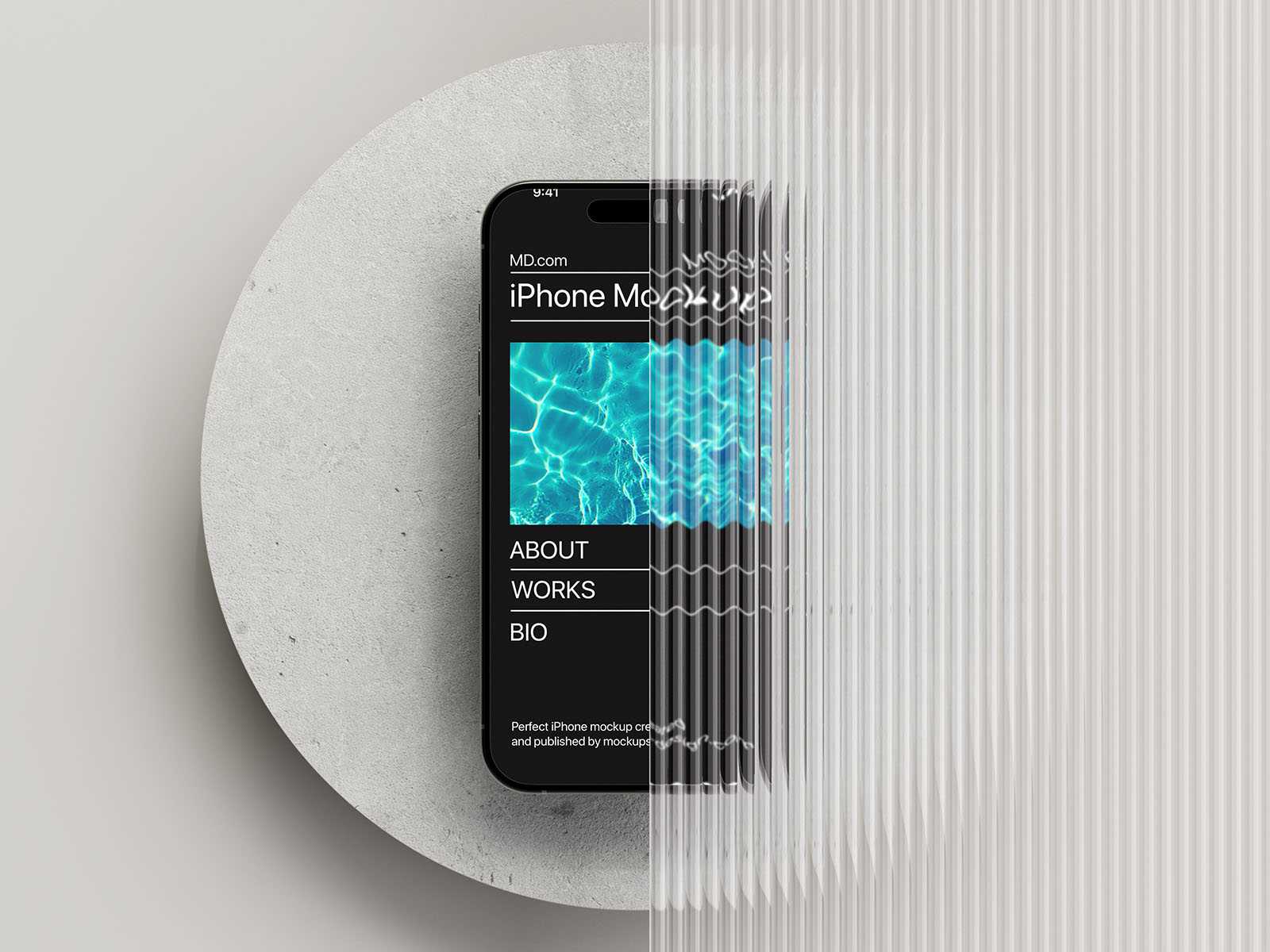 iPhone 15 with glass mockup