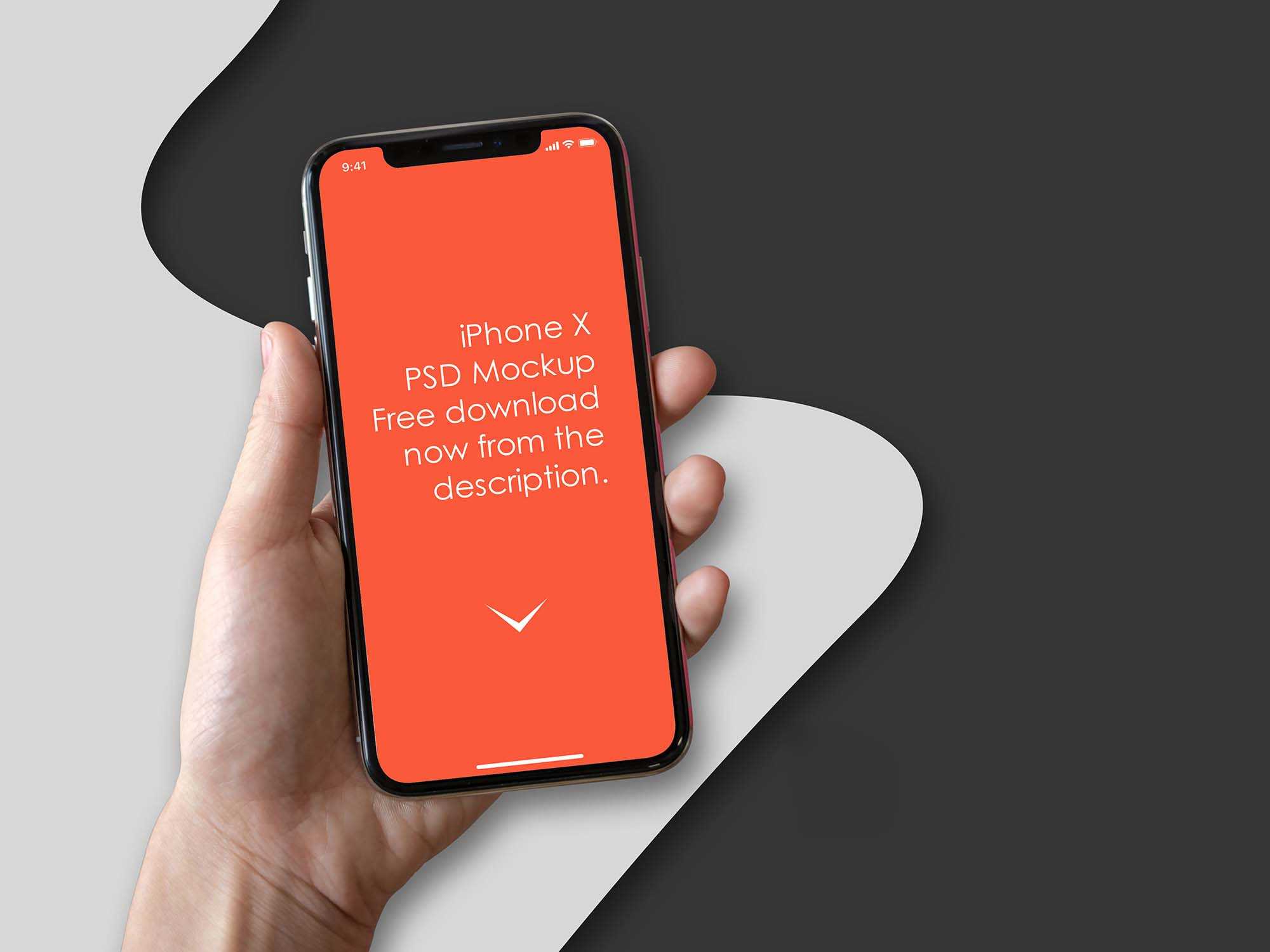 iPhone X in Hand Mockup (PSD)