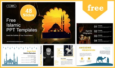 Islamic Mosque Sunset PowerPoint Templates