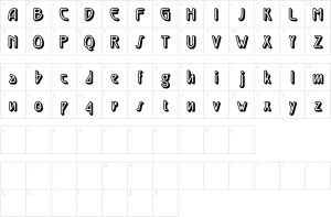 Mapa de caracteres da fonte Jacelon Rounded Font