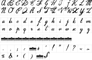 Mapa de caracteres da fonte Jam Script Font | 1001 Free Fonts