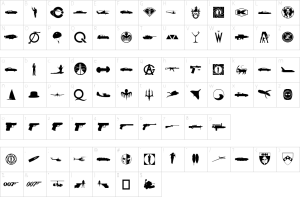 Mapa de caracteres da fonte James Bond 007 Font