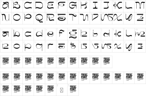 Mapa de caracteres da fonte James Digital Font