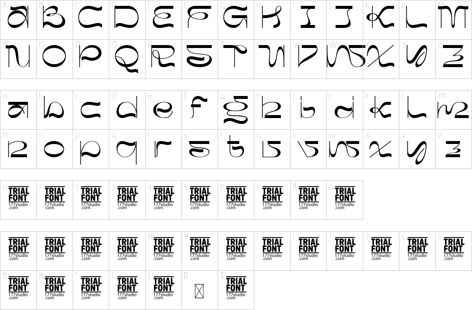 Mapa de caracteres da fonte James Digital Font