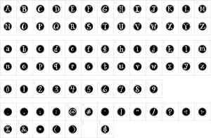 Mapa de caracteres da fonte Janda Siesta Sunrise Font