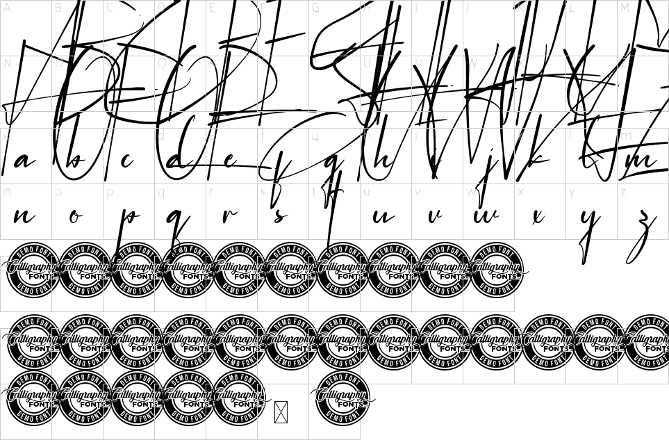 Mapa de caracteres da fonte Janitra Kamala Font