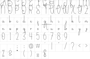 Mapa de caracteres da fonte January Font