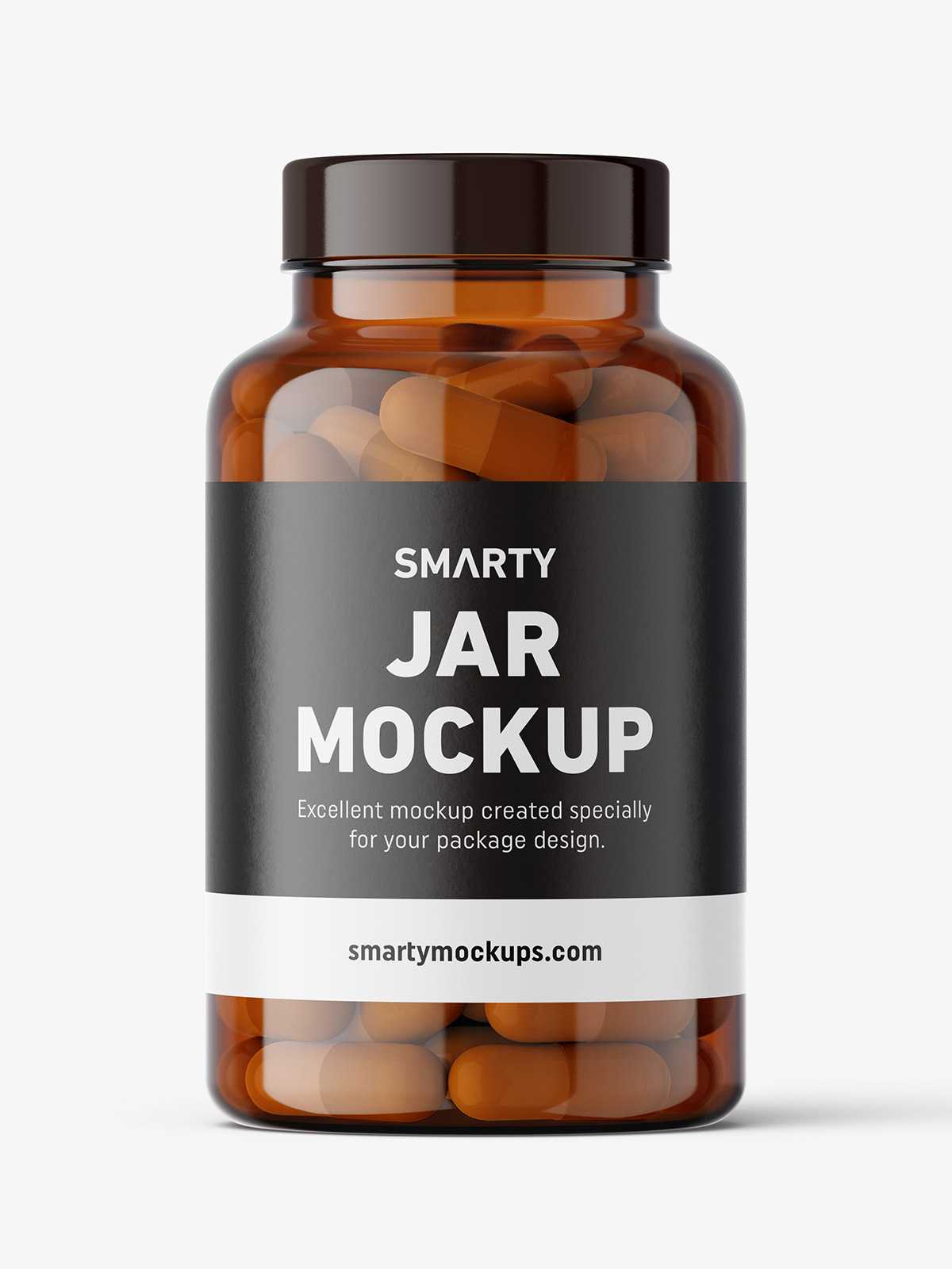 Jar with capsules mockup / amber