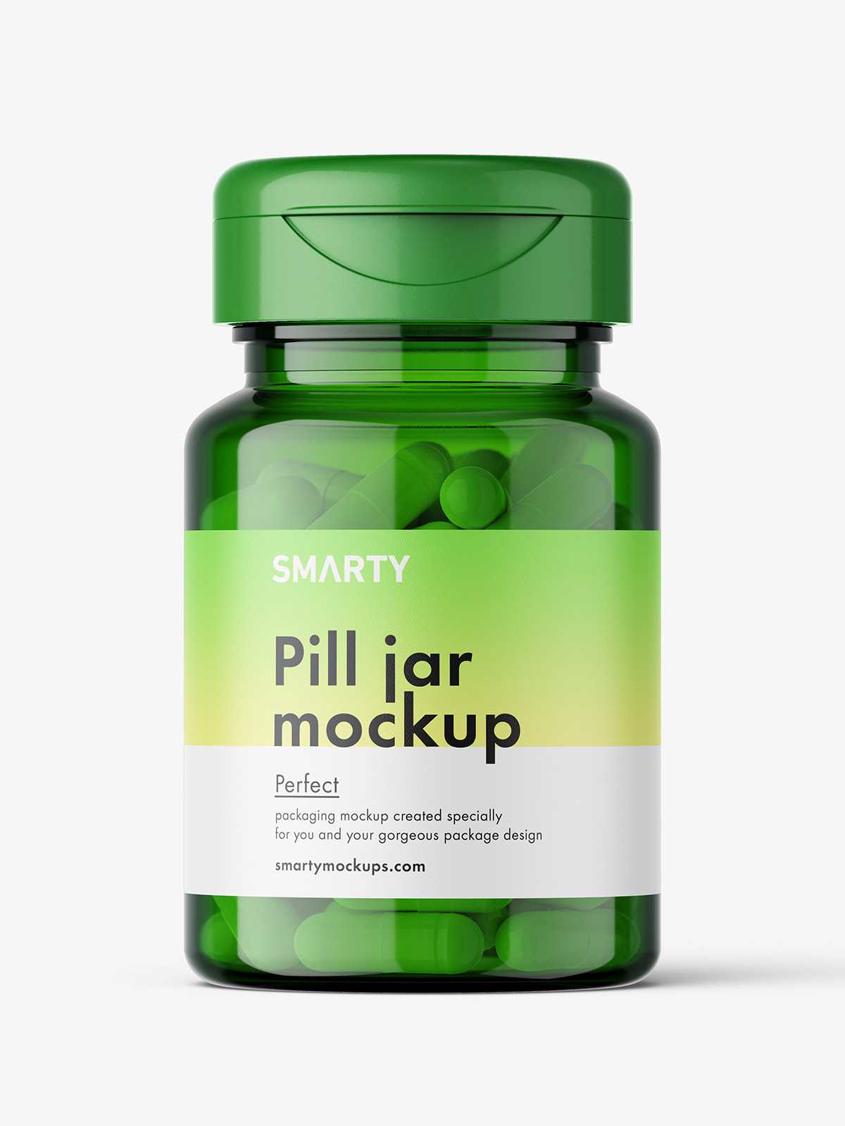 Jar with capsules mockup / green