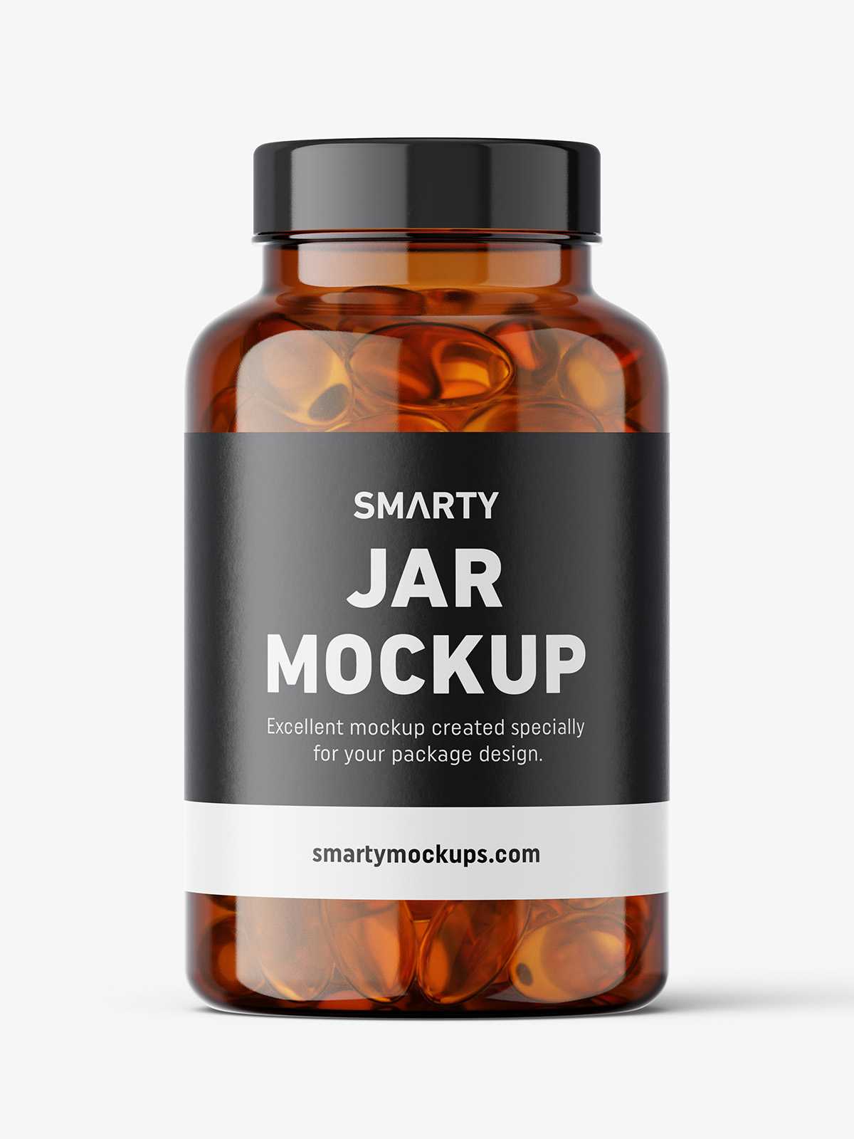 Jar with fish oil capsules mockup / amber