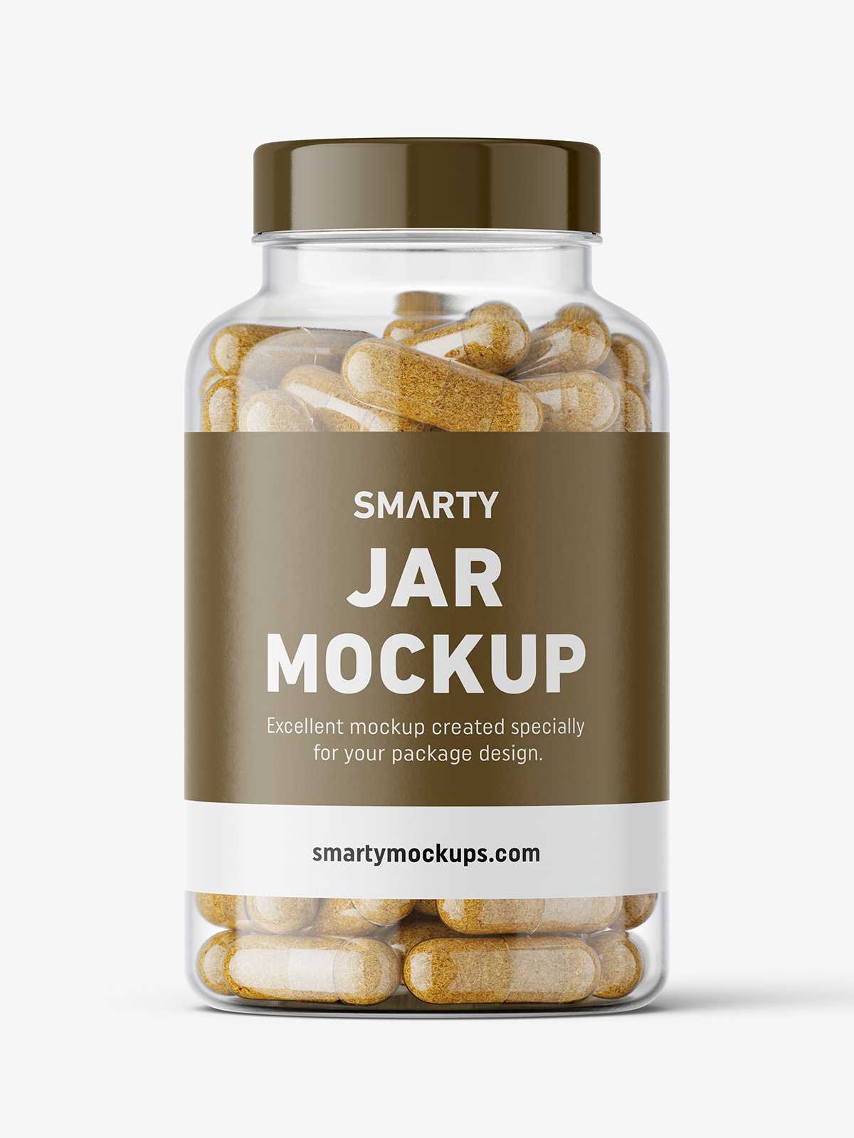 Jar with herbal capsules mockup