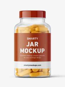 Jar with pills mockup