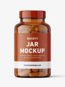 Jar with pills mockup / amber