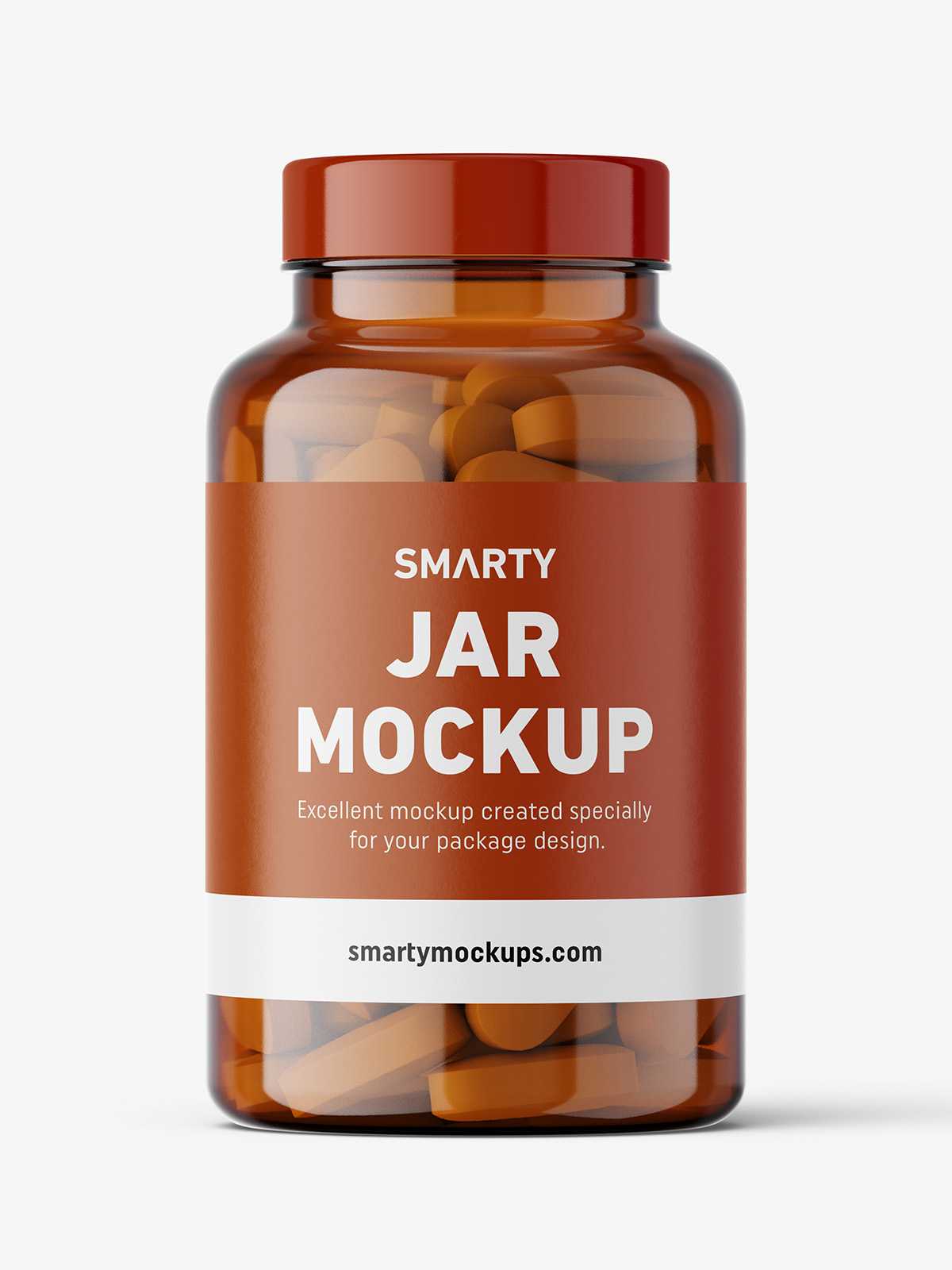 Jar with pills mockup / amber