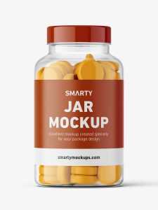 Jar with tablets mockup