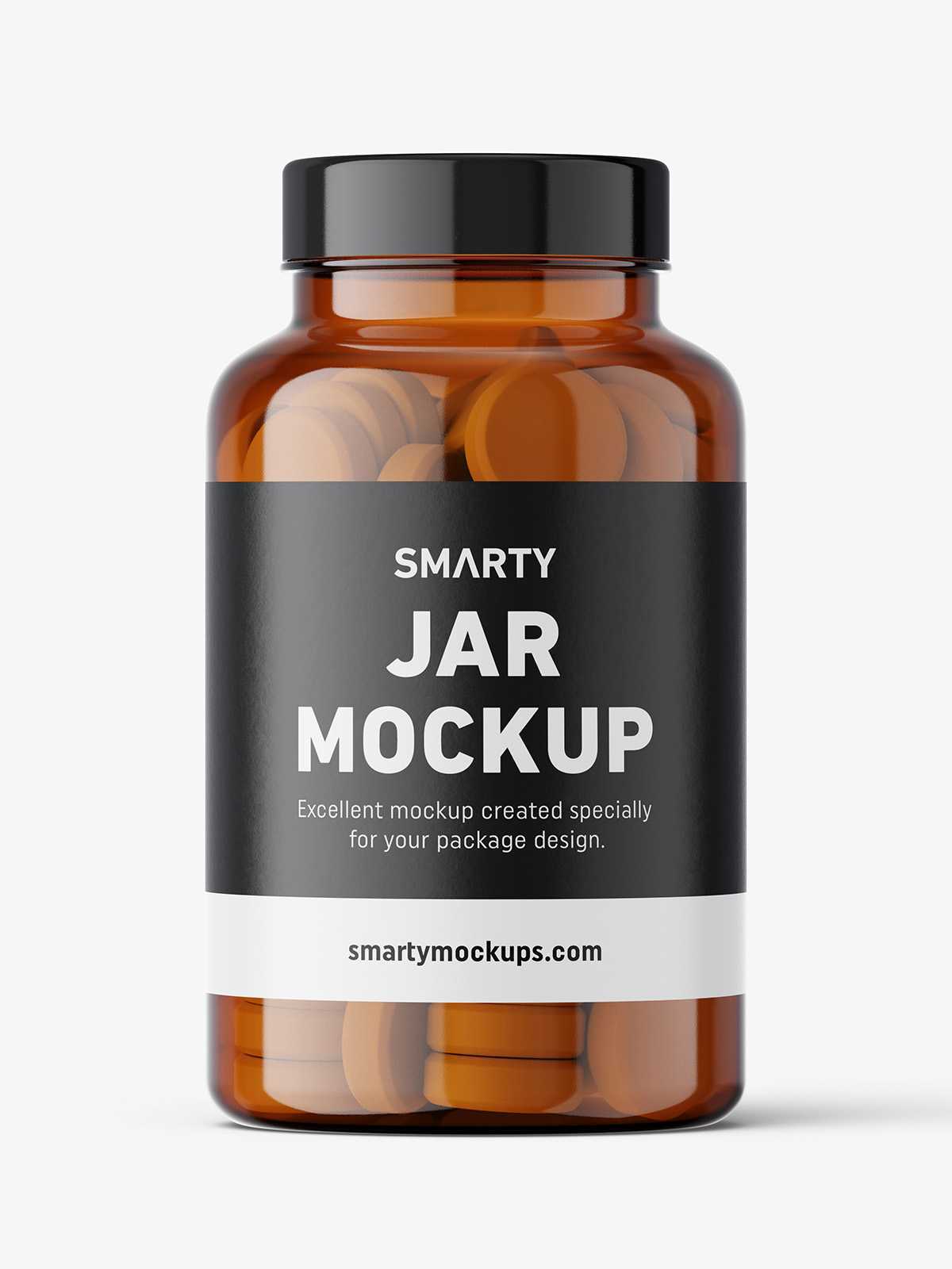 Jar with tablets mockup / amber