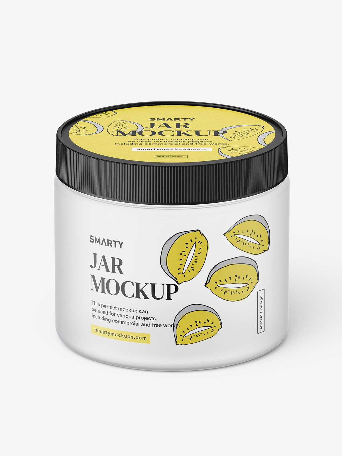 Jar with tampered lid mockup / frosted / top view