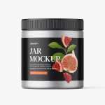 Jar with tampered lid mockup / metallic