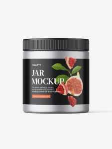 Jar with tampered lid mockup / metallic