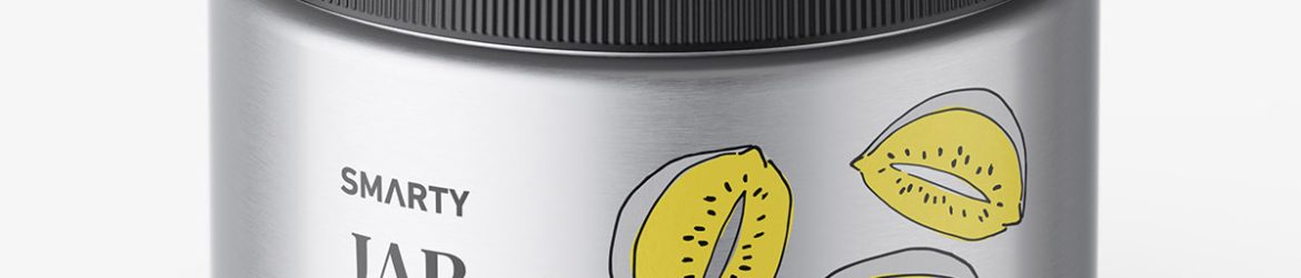 Jar with tampered lid mockup / metallic / top view