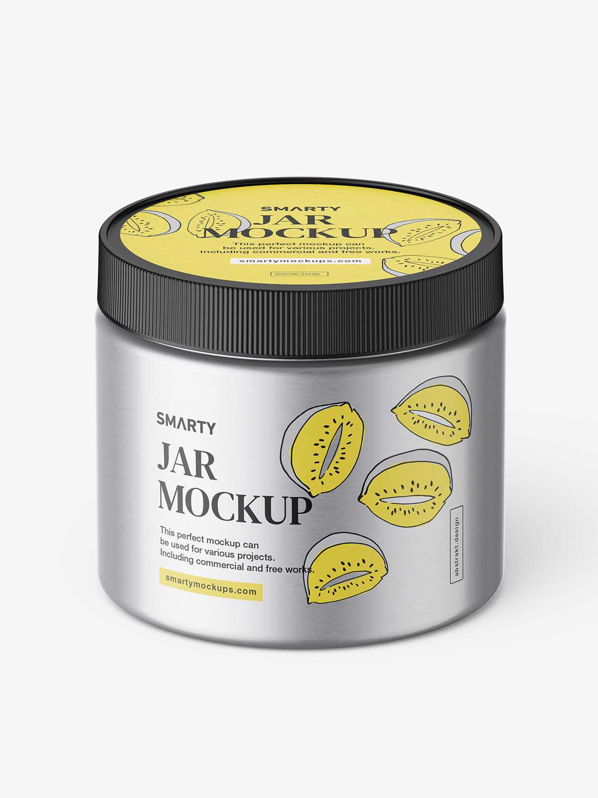 Jar with tampered lid mockup / metallic / top view
