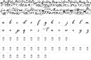 Mapa de caracteres da fonte Jasmine Font