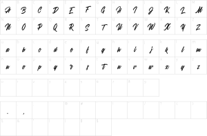 Mapa de caracteres da fonte Jasmine Vellonica Font