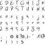 Mapa de caracteres da fonte Jasper Kusack Font