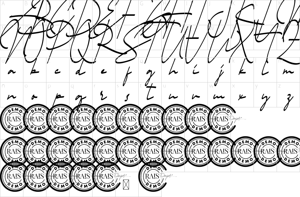 Mapa de caracteres da fonte Jaysen Font