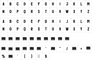 Mapa de caracteres da fonte Jefith Font