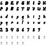 Mapa de caracteres da fonte Jelly Choco Font