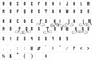 Mapa de caracteres da fonte Jibriel Font | 1001 Free Fonts