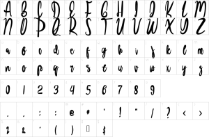 Mapa de caracteres da fonte Jiwa Font | 1001 Free Fonts