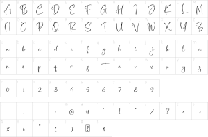 Mapa de caracteres da fonte John Smith Font | 1001 Free Fonts