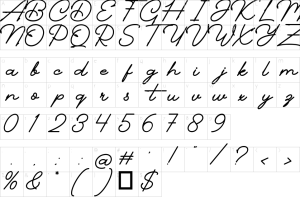 Mapa de caracteres da fonte Jolfery Signature Font | 1001 Free Fonts