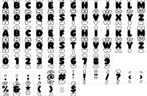 Mapa de caracteres da fonte Jollyfun Font | 1001 Free Fonts