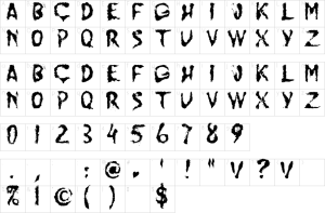Mapa de caracteres da fonte Jump Burn IP Font | 1001 Free Fonts