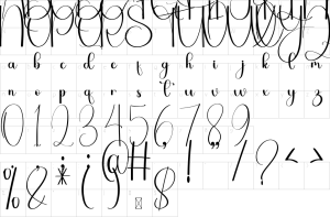 Mapa de caracteres da fonte Jumpink Font | 1001 Free Fonts