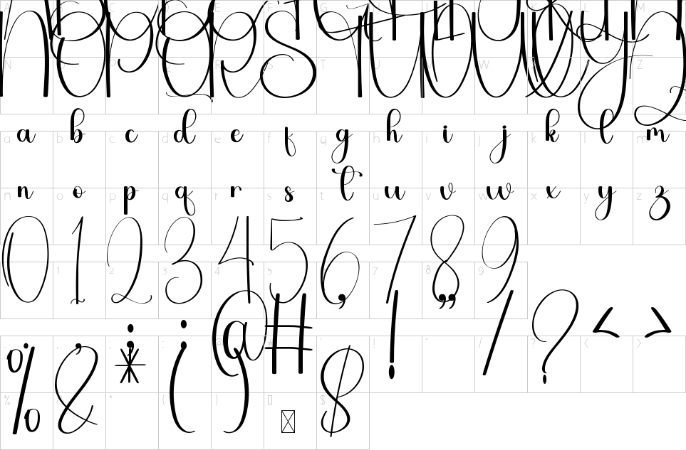 Mapa de caracteres da fonte Jumpink Font | 1001 Free Fonts