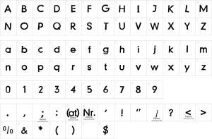 Mapa de caracteres da fonte Just Another Stamp Font | 1001 Free Fonts