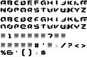 Mapa de caracteres da fonte Justice Display Font | 1001 Free Fonts