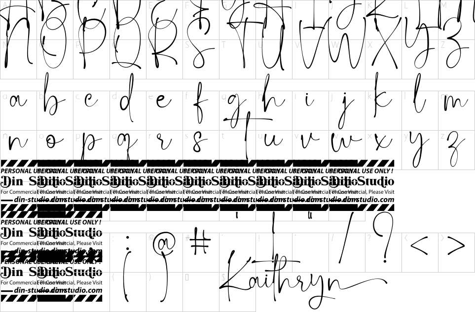 Mapa de caracteres da fonte Kaithryn Font