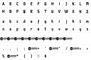 Mapa de caracteres da fonte Karasha Font
