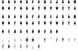 Mapa de caracteres da fonte Katarina Stacked Font
