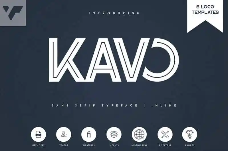 Kavo Inline Typeface - 3 weight + 6 Logo Templates