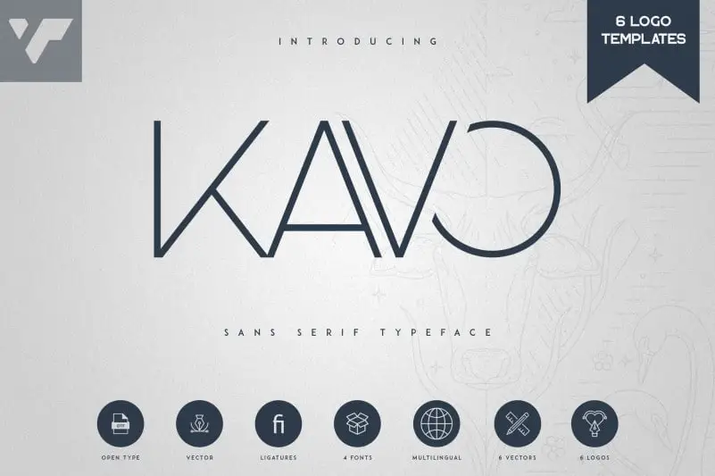 Kavo Sans Serif Typeface - 4 Weight + 6 Logo Templates