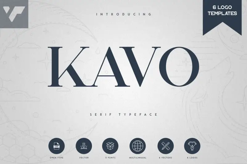Kavo Serif Typeface - 5 Weights + 6 Logo Templates
