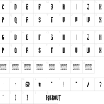 Mapa de caracteres da fonte Kickout Font