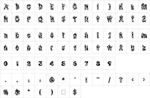 Mapa de caracteres da fonte Kingthings Annex Font